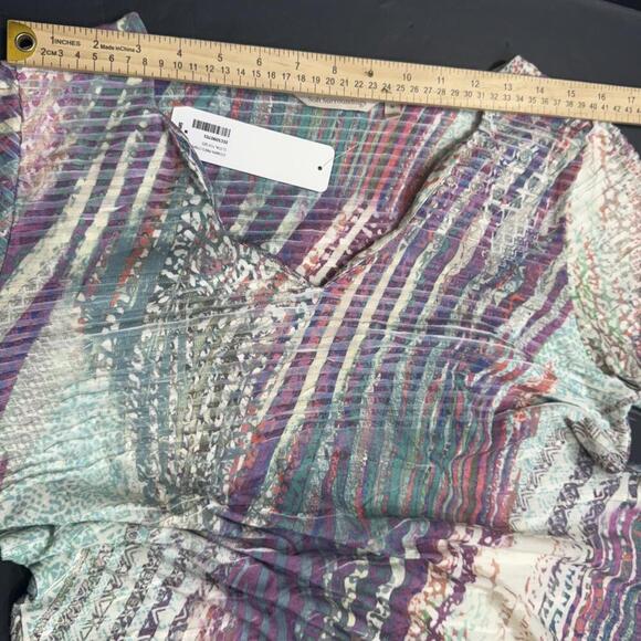 Soft Surroundings Boho Multi Mixed Print Geometric Knit Blouse Size M NWT - Picture 6 of 12